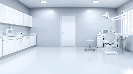 Modern Dental Clinic Interior, sterile, empty room, suitable for marketing and educational materials