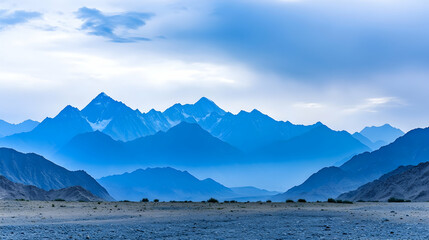 Mountain range panorama, Ladakh, India, serene landscape, travel inspiration