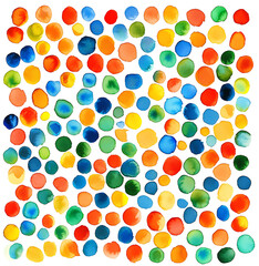 Colorful watercolor dots abstract art studio digital artwork creative space aerial view vibrant mood