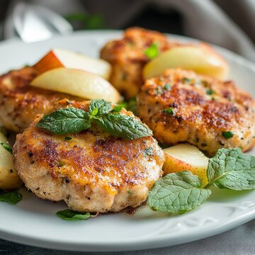 Mint and apple chicken cutlets