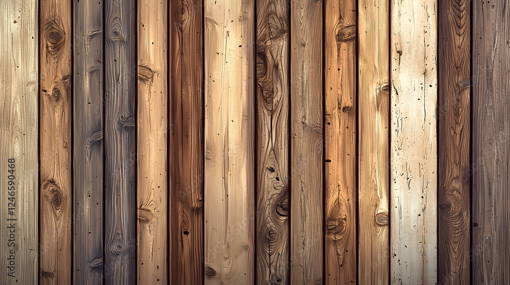 Aufkleber textured wooden planks arranged vertically with various shades and patterns emphasizing natural grai