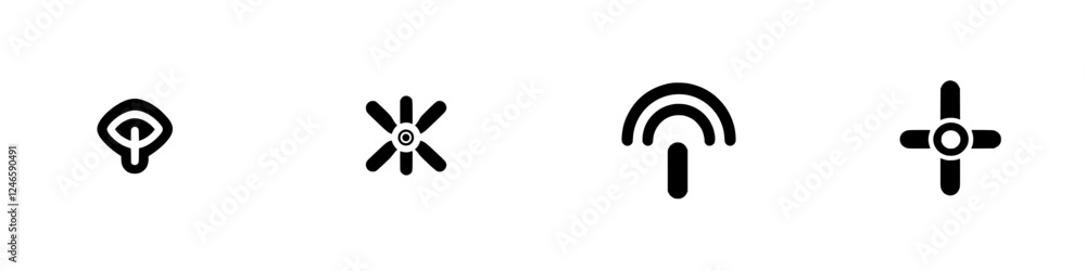 Poster symbols representing various technological functions and features
