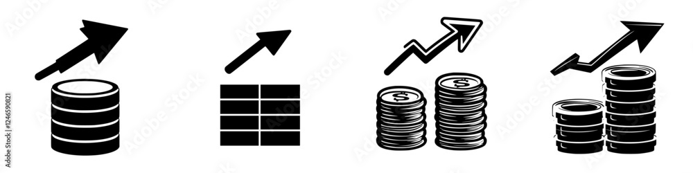 Poster growth indicators represented by icons illustrating financial progress and data trends over time in 