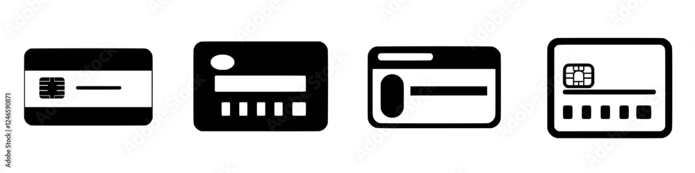 Poster various blank credit card designs displayed side by side illustrating different formats and layouts 