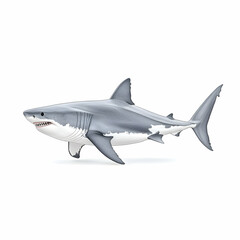 Obraz premium Realistic illustration of a great white shark, isolated, studio shot, for educational or scientific use