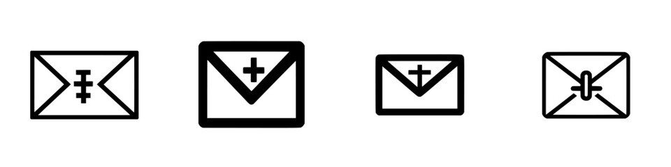 Obraz premium Various envelope designs featuring medical symbols used in health communications or emergency services