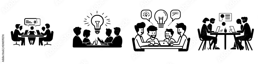 Aufkleber Groups collaborating in a modern workspace demonstrating teamwork and creativity during a brainstorming session
