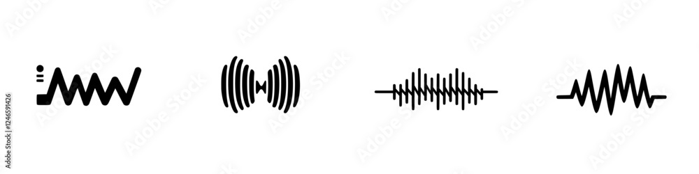 Poster waveforms represent various sound patterns and frequencies in a digital format during a sound editin