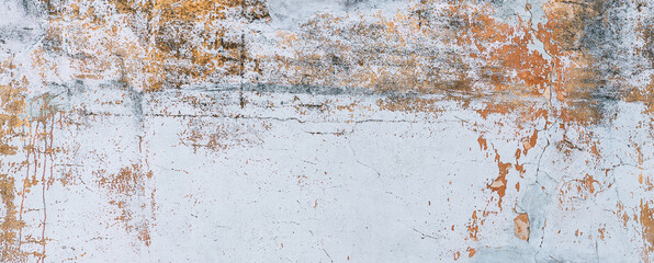 Banner of light concrete background with copy space. White old concrete wall grunge texture.