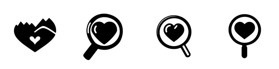 Symbols of love and interest represented through heart icons shown in four distinct styles