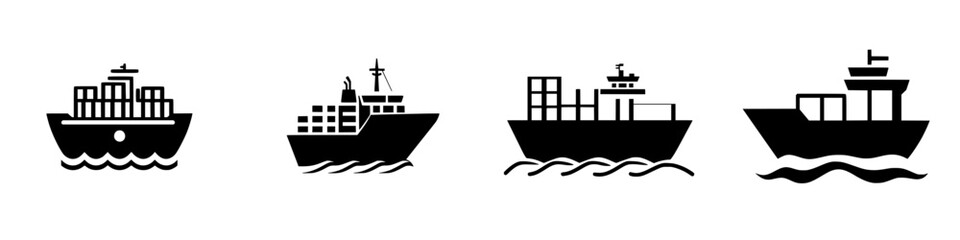 Obraz premium Various cargo ships navigating through water showcasing different designs and sizes