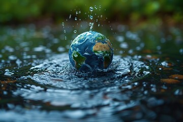 water drop with earth , World Water Day