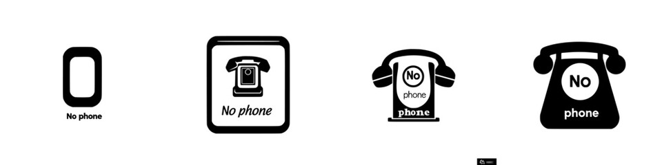 Visual depiction of various no phone icons conveying messages about phone usage in different contexts