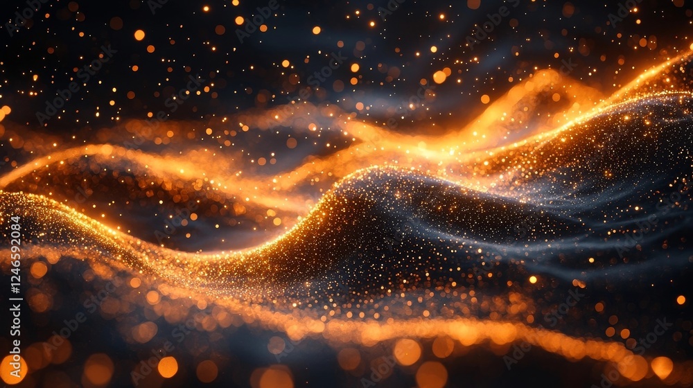 Poster cosmic network of glowing nodes connecting planets and stars symbolizing universal communication