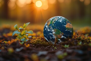 World environment and earth day concept with globe, nature and eco friendly environment