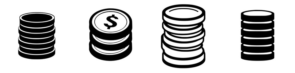 Understanding various stacks of coins representing financial concepts and investments in a minimalist style suitable for educational purposes