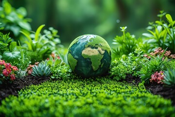 World environment and earth day concept with globe, nature and eco friendly environment