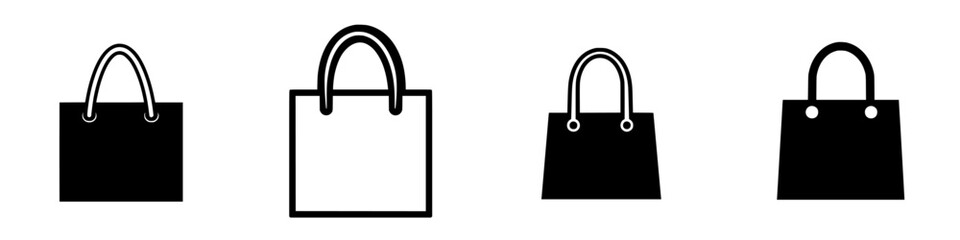 Different styles of shopping bags displayed in a creative layout showcasing various designs and forms