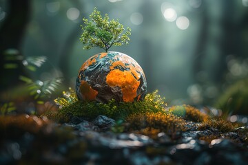 World environment and mother earth day concept with surreal, colorful Earth