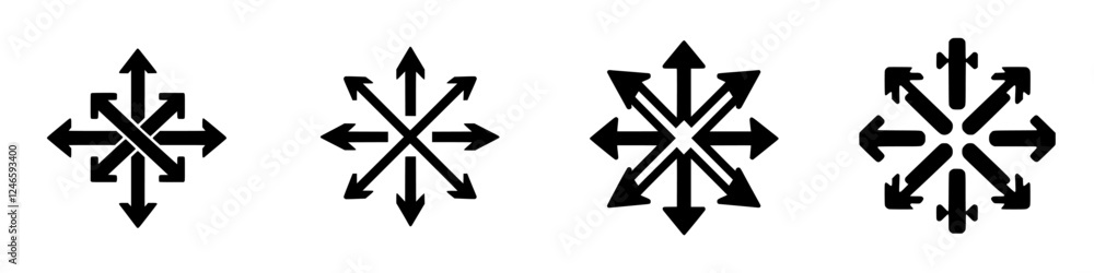 Aufkleber diverse directional arrows in a symmetric geometric design for guidance and navigation