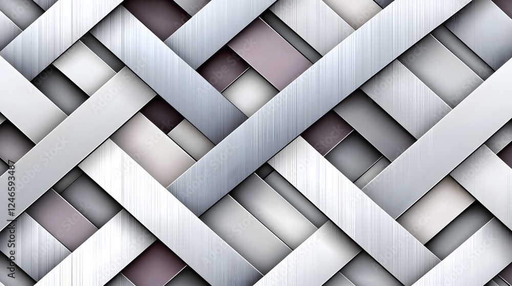 Poster silver woven pattern with diagonal lines and smooth texture on a transparent background