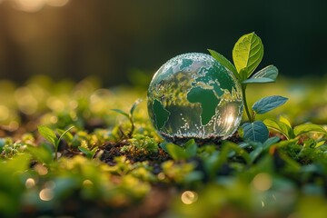 World environment day Globe Glass with circular economy icons renewable energy sustainable development goals Environmental protection renewable energy, sustainability future,green business, ESG