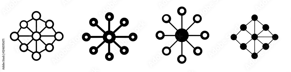 Poster unique geometric designs showcasing interconnected patterns and shapes in a minimalist black and whi