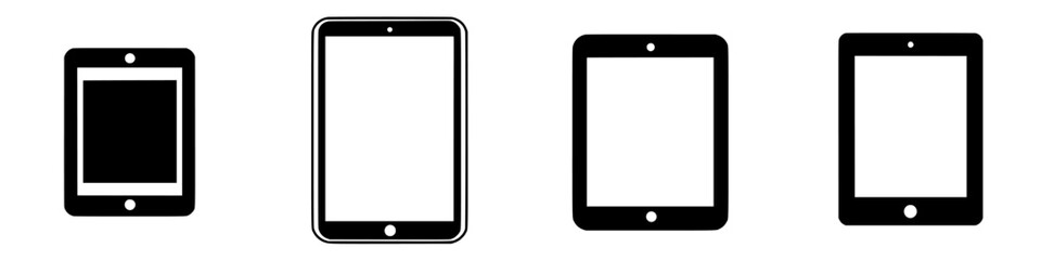 Various tablet and smartphone silhouettes in a clean, minimalist design showcasing technology shapes and forms
