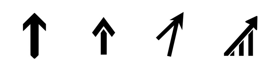 Symbols representing upward movement and growth in various styles and designs suitable for graphical use and presentations