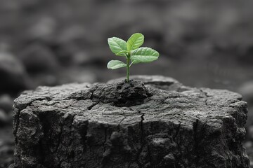 Young tree emerging from old tree stump