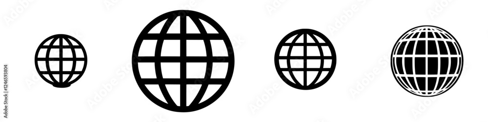 Poster various globe icons representing global connectivity and geography in a clean and minimalist style s