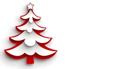 Simple red and white Christmas tree graphic on white background. Use for holiday cards or web banners