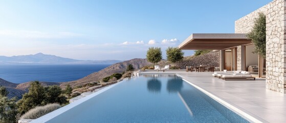 Fototapeta premium Luxury modern villa with infinity pool and breathtaking sea view