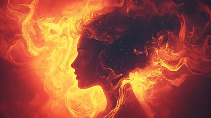Fototapeta premium Vibrant glowing fire forming bold abstract patterns glowing against dark background backdrop