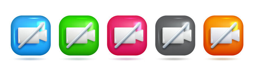 Colorful 3D Camera Off Symbol for Video Conferencing