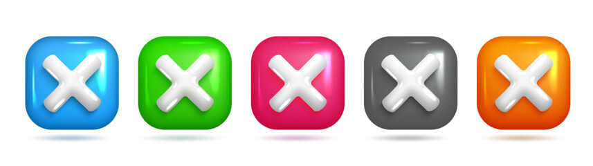 Obraz premium 3D X Icon, Square Frame, Colorful Design