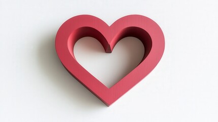 Fototapeta premium Heart-Shaped Red Object on White Surface with Soft Shadow