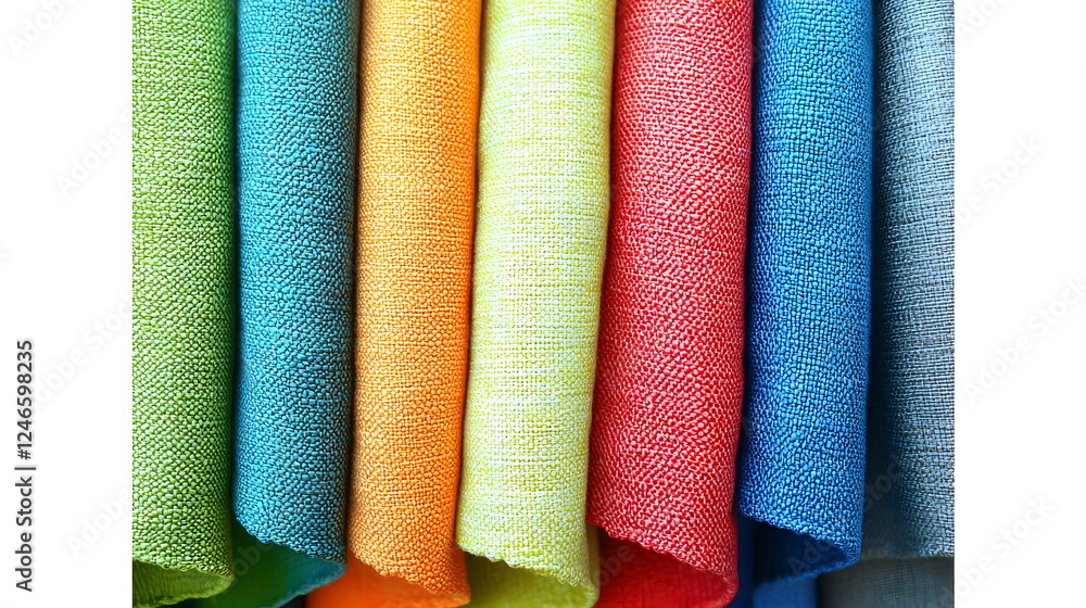 Aufkleber colorful fabric swatches arranged in a neat row displaying texture and vibrancy.