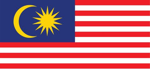 Nationall flag of Malaysia. Vector illustration
