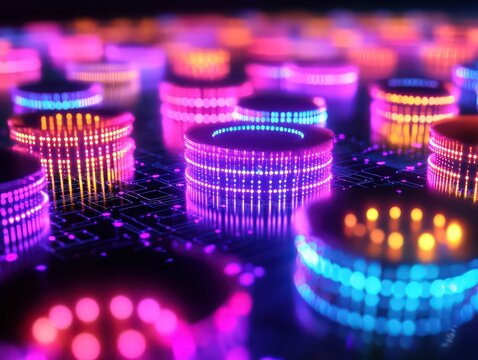 A conceptual image of quantum computing algorithms visualized with glowing data nodes.