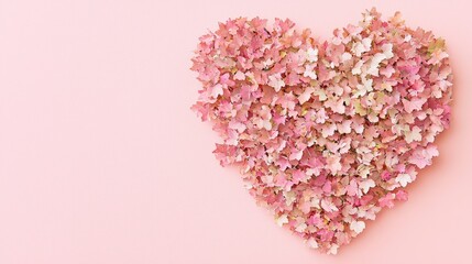 Obraz premium Pink Heart Shape Created with Decorative Leaf Cutouts on Pink Backdrop