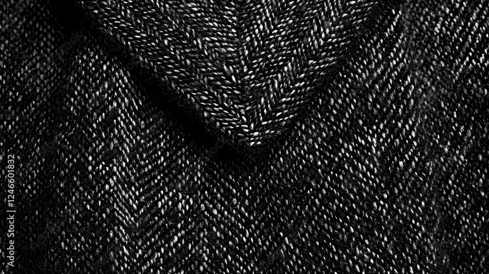 Aufkleber herringbone fabric pattern in black and white with a textured appearance and depth