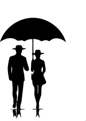silhouette of person using umbrella