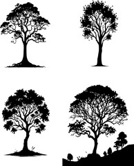 tree,tree set, tree silhouette set