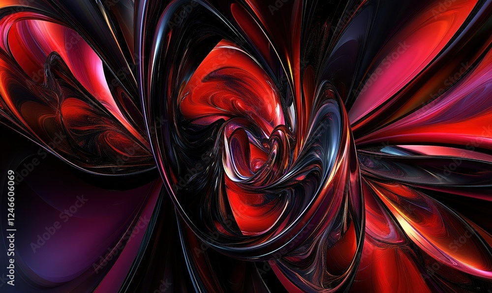 Poster abstract red and black swirling shapes background design element