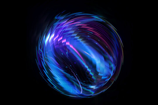 Glow swirl light effect. Circular lens flare. Abstract rotational lines. Power energy element. Luminous sci-fi. Shining neon lights. Swirl trail effect. Dynamic ellipse. Neon gradient. Purple illusion
