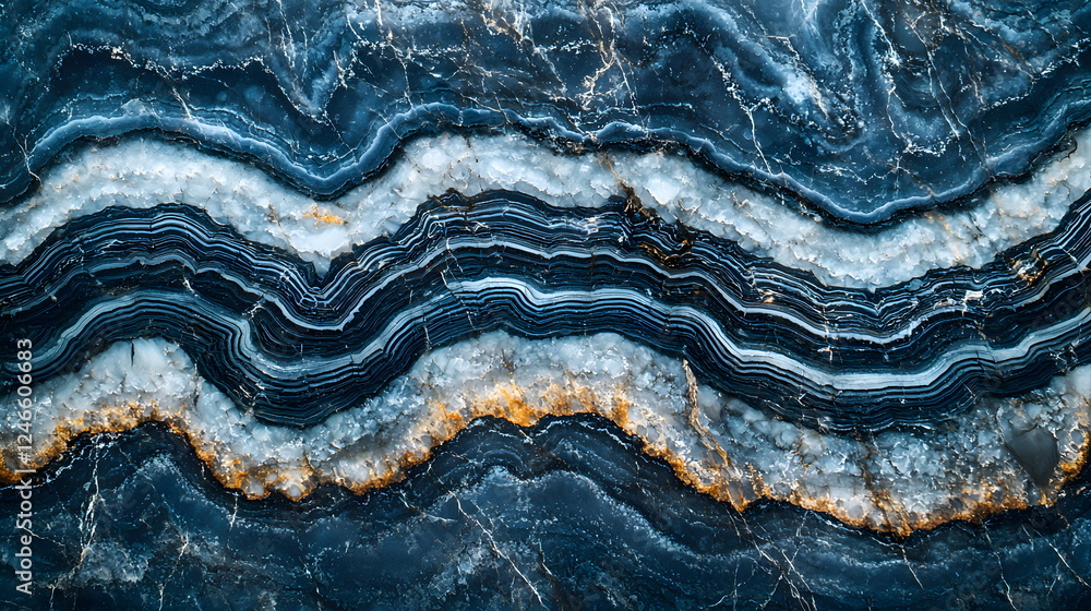 Aufkleber blue agate stone with layered patterns and natural textures in a close-up view