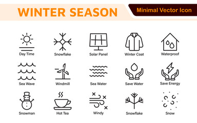 Winter Icon Set. A cozy collection of icons capturing the essence of the winter season, perfect for enhancing holiday-themed projects, seasonal promotions, and winter sports applications.