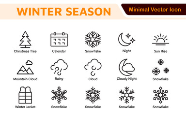 Winter Icon Set. A cozy collection of icons capturing the essence of the winter season, perfect for enhancing holiday-themed projects, seasonal promotions, and winter sports applications.