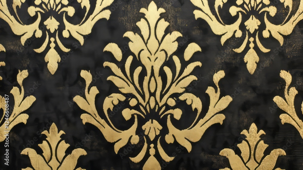 Poster elegant black and gold damask pattern on a textured background creating a luxurious atmosphere in de